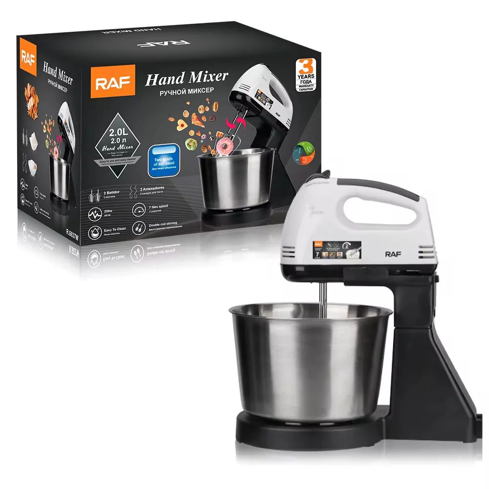 Batteur Électrique avec Bol Rotatif 2L - Base et Mode Portable